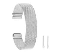 MENGKE Bande de montre universelle de remplacement 18/20 / 22mm Tête plate Sangle milanaise en acier inoxydable Fit magnétique for Samsung Galaxy Huawei Montres(Silver white,22mm)