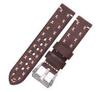 MENGKE Bandes de Montre à la Main avec Boucle rétro en Acier Inoxydable 22mm 24mm Hommes Femmes Véritable en Cuir Montre Bande Bande Ceinture Montre Accessoire(Coffee_24mm)