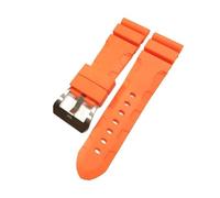 MENGKE Bracelet de montre compatible avec Panerai SUBMERSIBLE PAM 441359 en caoutchouc de silicone souple 24 mm 26 mm for homme, bracelet de montre, accessoires de montre.(Orange-Silver Buckle,26mm)