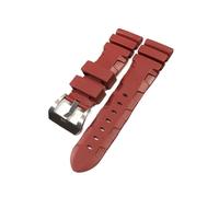 MENGKE Bracelet de montre compatible avec Panerai SUBMERSIBLE PAM 441359 en caoutchouc de silicone souple 24 mm 26 mm for homme, bracelet de montre, accessoires de montre.(Red-Silver Buckle,24mm)