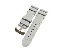 MENGKE Bracelet de montre compatible avec Panerai SUBMERSIBLE PAM 441359 en caoutchouc de silicone souple 24 mm 26 mm for homme, bracelet de montre, accessoires de montre.(Gray-Silver Buckle,24mm)