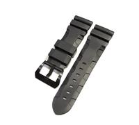 MENGKE Bracelet de montre compatible avec Panerai SUBMERSIBLE PAM 441359 en caoutchouc de silicone souple 24 mm 26 mm for homme, bracelet de montre, accessoires de montre.(Black-Black Buckle1,26mm)