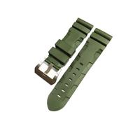 MENGKE Bracelet de montre compatible avec Panerai SUBMERSIBLE PAM 441359 en caoutchouc de silicone souple 24 mm 26 mm for homme, bracelet de montre, accessoires de montre.(Green-Silver Buckle,24mm)