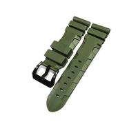 MENGKE Bracelet de montre compatible avec Panerai SUBMERSIBLE PAM 441359 en caoutchouc de silicone souple 24 mm 26 mm for homme, bracelet de montre, accessoires de montre.(Green-Black Buckle,24mm)