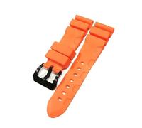 MENGKE Bracelet de montre compatible avec Panerai SUBMERSIBLE PAM 441359 en caoutchouc de silicone souple 24 mm 26 mm for homme, bracelet de montre, accessoires de montre.(Orange-Black Buckle,26mm)