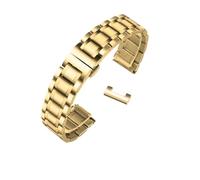 MENGKE Bracelet de montre en acier inoxydable à extrémité incurvée, bracelets de montre 16mm 17mm 18mm 19mm 20mm 21mm 22mm 23mm 24mm(Gold-flat,16mm)