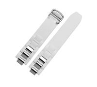 MENGKE Bracelet de montre en caoutchouc de Silicone de remplacement noir, 20mm x 10mm, Compatible avec 21 Chronoscaph W10198U2 W10125U2 W10197U2 W10184U2(White-Silvery Buckle)