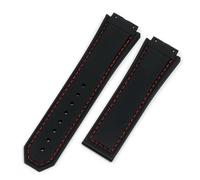 MENGKE Bracelet De Montre En Caoutchouc De Silicone Noir Rouge 27 * 19mm Compatible Avec La Série Hublot F1(BLACK BUCKLE_27X19MM)