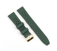 MENGKE Bracelet De Montre en Caoutchouc Étanche À l'eau, 18mm 20mm 22mm, Bracelet De Montre À Dégagement Rapide, Bracelet De Sport(Green Gold Buckle_22mm)