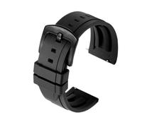 MENGKE Bracelet De Montre En Caoutchouc Fluoro De Qualité 18mm 19mm 20mm 21mm 22mm 24mm Bracelet De Montre Sport Bracelet Noir Vert Avec Bande À Dégagement Rapide(BLACK,19mm silver buckle)