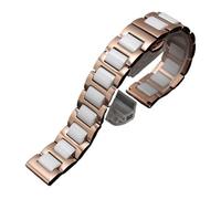 MENGKE Bracelet De Montre En Céramique À Dégagement Rapide, 14 15 16 17 18 19 20 21 22mm, Noir Et Blanc, For Hommes Et Femmes(Rosegold white,14mm)