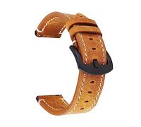 MENGKE Bracelet De Montre En Cuir 18mm 20mm 22mm À Dégagement Rapide Compatible Avec L'homme Marron Noir Bracelet Double Face(Yellowish Brown,18mm)