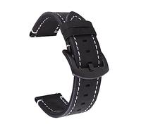 MENGKE Bracelet De Montre En Cuir 18mm 20mm 22mm À Dégagement Rapide Compatible Avec L'homme Marron Noir Bracelet Double Face(Black,18mm)