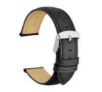 MENGKE Bracelet De Montre En Cuir Véritable 14mm 16mm 18mm 19mm 20mm 21mm 22mm 23mm 24mm, Bandes De Remplacement For Hommes Et Femmes(Black-Silver-A,21mm)