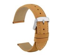 MENGKE Bracelet De Montre En Cuir Véritable 14mm 16mm 18mm 19mm 20mm 21mm 22mm 23mm 24mm, Bandes De Remplacement For Hommes Et Femmes(Tan-Silver,20mm)