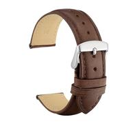 MENGKE Bracelet De Montre En Cuir Véritable 14mm 16mm 18mm 19mm 20mm 21mm 22mm 23mm 24mm, Bandes De Remplacement For Hommes Et Femmes(Dark Brown-Silver-A,21mm)