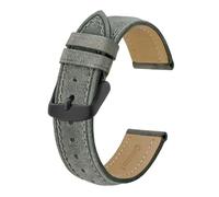 MENGKE Bracelet De Montre En Cuir Véritable 14mm 17mm 18mm 19mm 20mm 21mm 22mm 23mm 24mm Bracelet De Remplacement For Hommes Femmes Bracelet De Montre(Grey-Black Buckle,21mm)