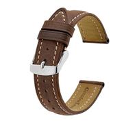 MENGKE Bracelet De Montre En Cuir Véritable 14mm 17mm 18mm 19mm 20mm 21mm 22mm 23mm 24mm Bracelet De Remplacement For Hommes Femmes Bracelet De Montre(Brown with Thread-S,15mm)