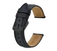 MENGKE Bracelet De Montre En Cuir Véritable 14mm 17mm 18mm 19mm 20mm 21mm 22mm 23mm 24mm Bracelet De Remplacement For Hommes Femmes Bracelet De Montre(Black-Black Buckle,24mm)