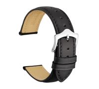 MENGKE Bracelet de montre en cuir véritable, 16mm, 18mm, 19mm, 20mm, 21mm, 22mm, 23mm, 24mm, bandes de remplacement, for hommes et femmes(Black-Silver-A,23mm)