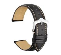 MENGKE Bracelet de montre en cuir véritable, 16mm, 18mm, 19mm, 20mm, 21mm, 22mm, 23mm, 24mm, bandes de remplacement, for hommes et femmes(Black-Silver-B,20mm)