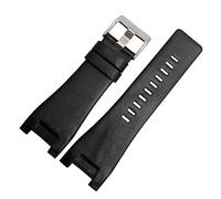 MENGKE Bracelet De Montre en Cuir Véritable Compatible avec Diesel DZ1216 DZ1273 DZ4246 DZ4247DZ287 Bracelet De Montre Bracelet De Montre for Hommes Bracelet De Montres(BlackB Silver Buckle)