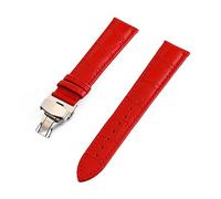 MENGKE Bracelet De Montre en Cuir Véritable Grain De Crocodile for Hommes Et Femmes 12mm 13mm 14mm 15mm 16mm 17mm 18mm 19mm 20mm 21mm 22mm 24mm Bracelet De Montre(Red,12mm)