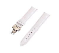 MENGKE Bracelet De Montre en Cuir Véritable Grain De Crocodile for Hommes Et Femmes 12mm 13mm 14mm 15mm 16mm 17mm 18mm 19mm 20mm 21mm 22mm 24mm Bracelet De Montre(White,21mm)