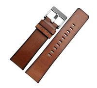MENGKE Bracelet De Montre en Cuir Véritable Rétro Compatible avec Diesel DZ4343 DZ4323 DZ7406 Bracelet De Montre en Cuir Italien Vintage 22mm 24mm 26mm Bracelet Homme(Brown Silver Clasp_22mm)