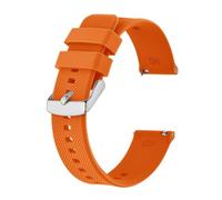 MENGKE Bracelet De Montre En Silicone For Hommes Et Femmes, 18mm ~ 22mm, Bracelet De Remplacement En Caoutchouc, Boucle En Acier Inoxydable(Orange-silver,19mm)