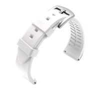 MENGKE Bracelet De Montre Sport En Silicone, Bracelets En Caoutchouc Imperméables Compatibles Avec Rolex Water Ghost 18mm 19mm 20mm 21mm 22mm 24mm(White,19MM_SILVER BUCKLE)