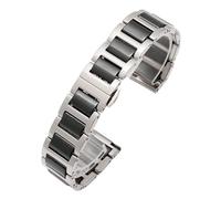 MENGKE Bracelet En Céramique En Acier Inoxydable Bracelet De Montre 20mm 22mm Bracelet De Montre Homme Mode Montres Bande For Bracelets De Montre(Silver black,20mm)
