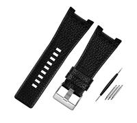 MENGKE Bracelet en cuir authentique compatible avec le bracelet de montre de montre diesel encoche compatible avec DZ1216 DZ1273 DZ4246 DZ4247 DZ287 3 Bande de montre for hommes de 2 mm(Litchi Black s