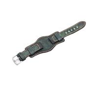 MENGKE Bracelet en Cuir Bracelet de Montre for Hommes 20mm 22mm 24mm Bracelet de Montre en Cuir Jaune Bleu Noir Vert Rouge Bracelet de Montre de Couleur(Green_24mm)