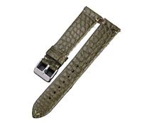 MENGKE Bracelet en Cuir De Crocodile Fait Main Noir À Dégagement Rapide Ultra-Mince 18 20 22MM Bracelet De Montre Bracelet Souple Style Rétro Bracelet for Hommes(Green Silver Buckle_20mm)