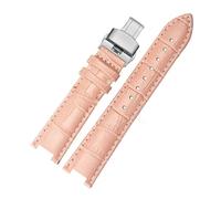 MENGKE Bracelet En Cuir De Vachette Bracelet De Montre Concave 18 * 10 Mm 20 * 12 Mm Bracelet En Cuir De Veau Boucle Papillon Compatible Avec Le Bracelet De Montre Cartier PASHA W3108(Pink silver buck