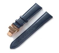 MENGKE Bracelet En Cuir Grain Litchi, Boucle Papillon, 14 16 18 20 22 Mm, Noir, Marron, Bleu, Accessoires De Montre(Royal blue rose,15mm)