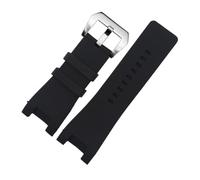 MENGKE Bracelets De Montre En Caoutchouc De Silicone, Compatibles Avec La Série Diesel DZ1216 DZ1273 DZ4246 DZ4247 DZ4287, 32x18mm(Black silver buckle)