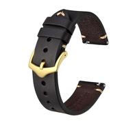 MENGKE Bracelets de montre en cuir for hommes, 18mm, 20mm, 22mm, noir, marron, vert, avec boucle dorée et épingles à outils(Black - Gold Buckle,22mm)