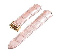 MENGKE Convient Aux Séries D'interfaces Convexes Compatible Avec Les Accessoires De Montre Cartier 14 Mm 16 Mm 18 Mm 20 Mm 22 Mm Bracelet En Cuir À Boucle Déployante(Pink gold buckle,20x12mm)