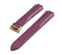 MENGKE Convient Aux Séries D'interfaces Convexes Compatible Avec Les Accessoires De Montre Cartier 14 Mm 16 Mm 18 Mm 20 Mm 22 Mm Bracelet En Cuir À Boucle Déployante(Purple gold buckle,16x9mm)