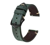 MENGKE Crazy Horse Bracelet De Montre En Cuir, 18 Mm, 20 Mm, 22 Mm, Compatible Avec La Montre Intelligente Huawei, Compatible Avec Samsung Galaxy Gear, Noir, Vert, Marron(Green-Black Buckle,18mm)