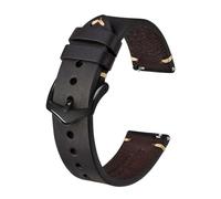 MENGKE Crazy Horse Bracelet De Montre En Cuir, 18 Mm, 20 Mm, 22 Mm, Compatible Avec La Montre Intelligente Huawei, Compatible Avec Samsung Galaxy Gear, Noir, Vert, Marron(Black-Black Buckle,22mm)