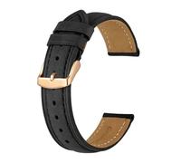 MENGKE Crazy Horse - Bracelet De Montre En Cuir For Hommes, 18mm, 20mm, 21mm, 22mm, 24mm, Ceinture De Remplacement, Boucle En Or Rose(Black(Black Line),24mm)