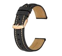 MENGKE Crazy Horse - Bracelet De Montre En Cuir For Hommes, 18mm, 20mm, 21mm, 22mm, 24mm, Ceinture De Remplacement, Boucle En Or Rose(Black(Beige Line),20mm)