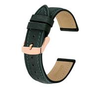 MENGKE Crazy Horse - Bracelet De Montre En Cuir For Hommes, 18mm, 20mm, 21mm, 22mm, 24mm, Ceinture De Remplacement, Boucle En Or Rose(Green,24mm)