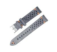 MENGKE Cuir De Vachette Fait À La Main Poreux Bracelet De Montre Respirant Huile Cire Bracelet De Montre 18mm 20mm 22mm 24mm Hommes Bracelet De Montre-Bracelet(Gray-Orange Line,20mm)