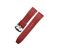 MENGKE Livraison rapide Bandes de montre Premium Grade Caoutchouc en caoutchouc Silicone Sangles 20mm 22mm 24mm Aide imperméable for hommes Femmes Montres Accessoires(Red silver,22mm)