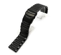MENGKE Luxe 22/20 / 24mm Solide Milan Link Bande de montre en acier inoxydable Pliant Fermoir Sécurité Montres Sangle Bracelet Remplacement(Black,20mm)