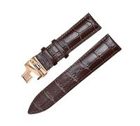 MENGKE Montre en cuir véritable bande de sangle de bandes de fermoir de fermoir de papillon 12mm 14mm 16mm 16mm 18mm 19mm 20mm 20mm 22mm 23mm 24mm Bracelet 24mm(Dark brown rose gold,14mm)